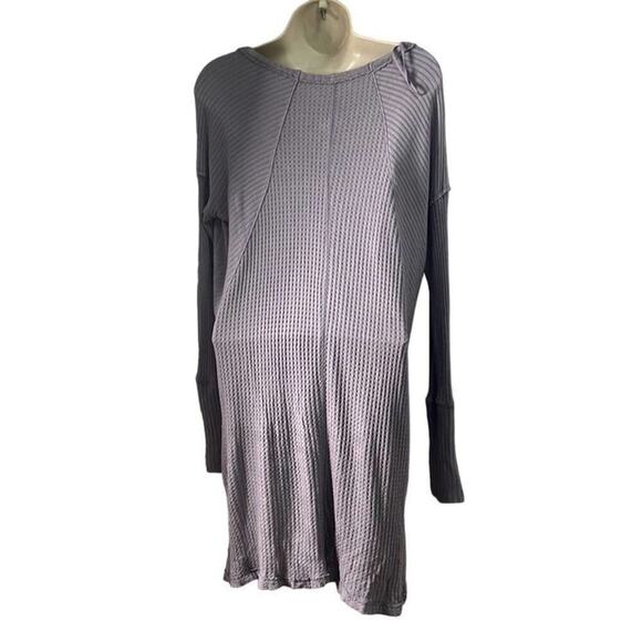 FREE PEOPLE ANTHROPOLOGIE THERMAL LILAC SCOOP NECK LONG SLEEVE TOP SIZE S - Picture 2 of 6